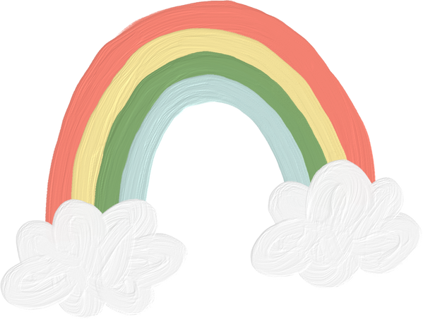 Handdrawn Painterly Cute Objects Rainbow